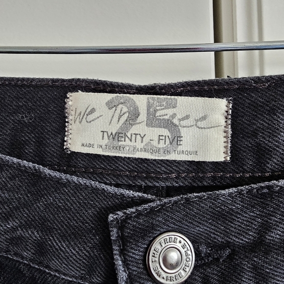 Free People Maggie Mid Rise Washed Black Distressed Straight Leg Crop Jeans - Picture 9 of 9